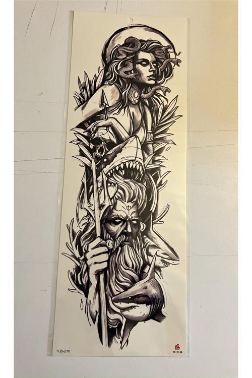 Medusa 1 Hafta Kalıcı Tam Kol Bacak Yapıştırma Geçici Dövme 46 CM