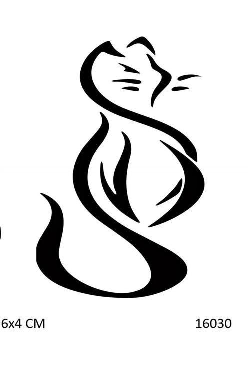 Kıvrımlı Kedi Geçici Dövme Şablonu
