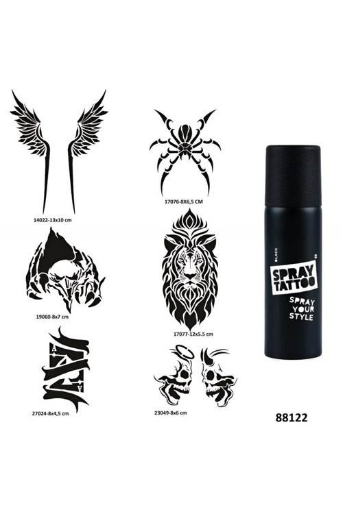Hırçın Tasarımlar Spray Tattoo Geçici Dövme Yapma Seti Dark Siyah