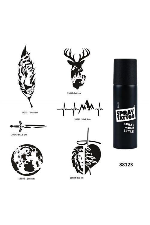 Doğa Serisi Spray Tattoo Geçici Dövme Yapma Seti Dark Siyah