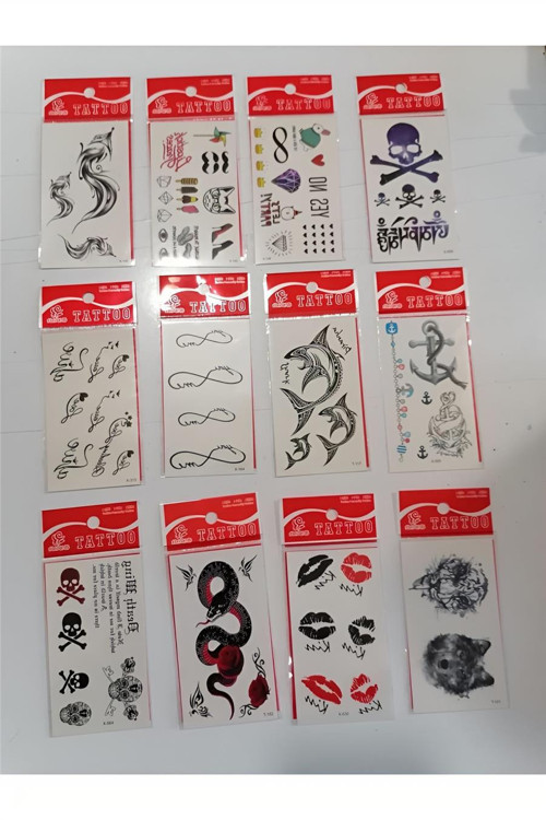 12 Adet Birden Minimal Yapıştırma Dövme Model 8