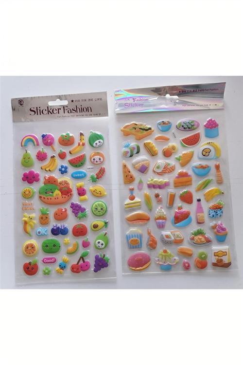 Meyve Şenliği 3D Kabartmalı Sticker Çıkartma seti