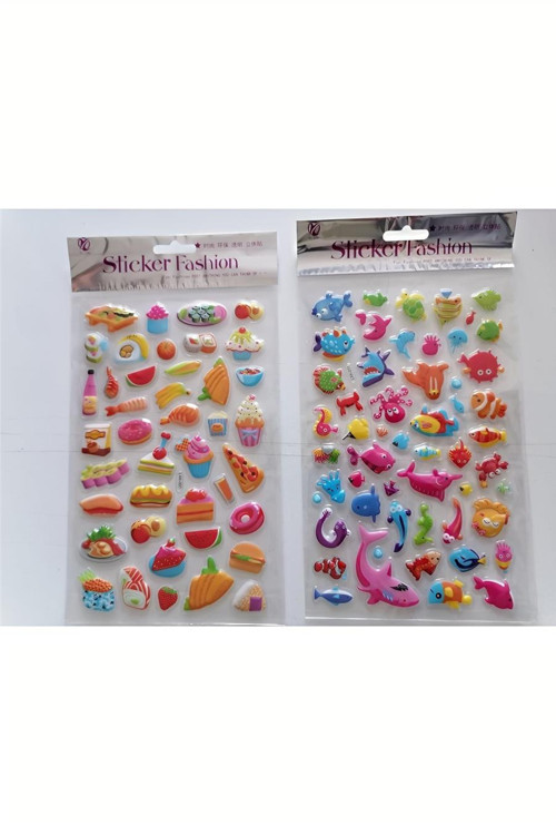 Deniz ve Pizza 3D Kabartmalı Sticker Çıkartma seti