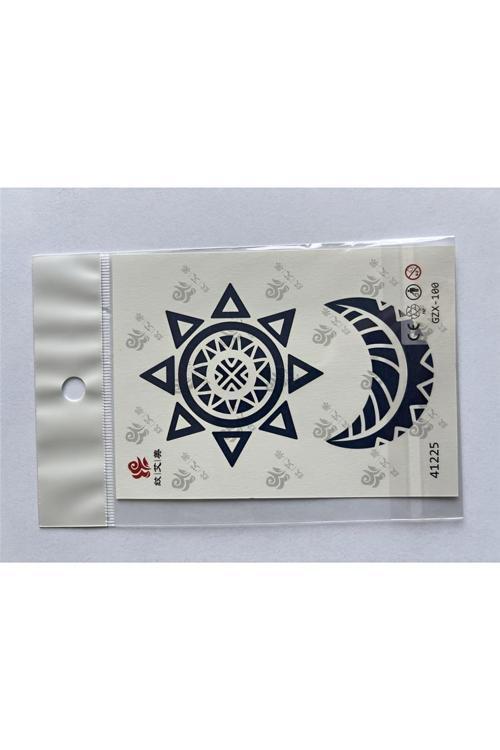 Ay Yıldız Minimal 11x8 cm Yarı Kalıcı Geçici Dövme Yapıştırma Dövme