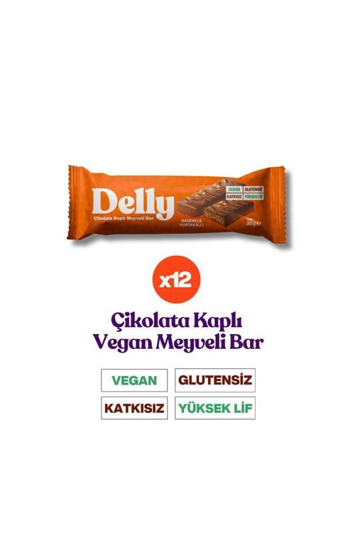 12 Adet Çikolata Kaplı - Bademli & Portakallı Meyveli Bar 35G