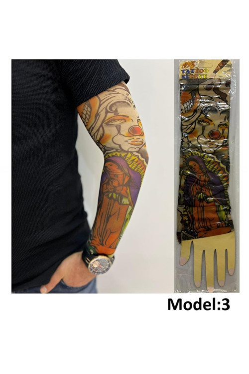Giyilebilir Dövme Çift Kol 2 Adet Kol Çorap Dövmesi Sleeve tattoo Model3