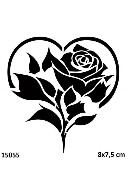 Gül ve Kalp Geçici Dövme Şablonu Stencil Kalıp