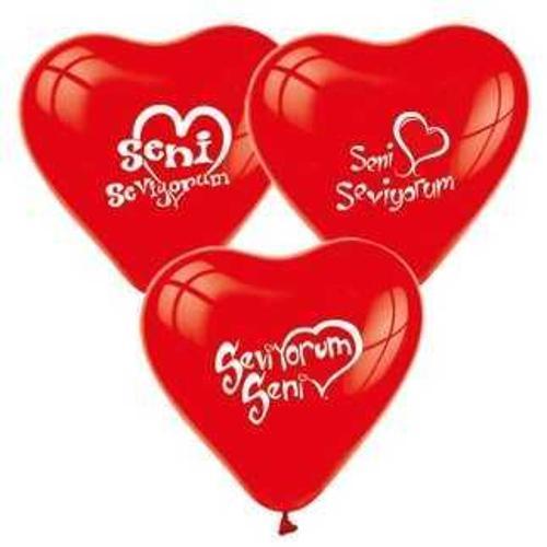 BALON SENİ SEVİYORUM KALP KIRMIZI 100 ADET