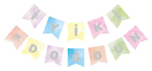 FLAMA İYİKİ DOĞDUN MAKARON RENGARENK GÜMÜŞ 1 ADET