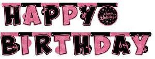FLAMA PINK STARS HAPPY BIRTHDAY YAZI 1 ADET