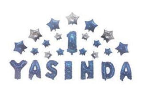 FOLYO BALON 1 YAŞINDA YILDIZLI MAVİ 1 ADET
