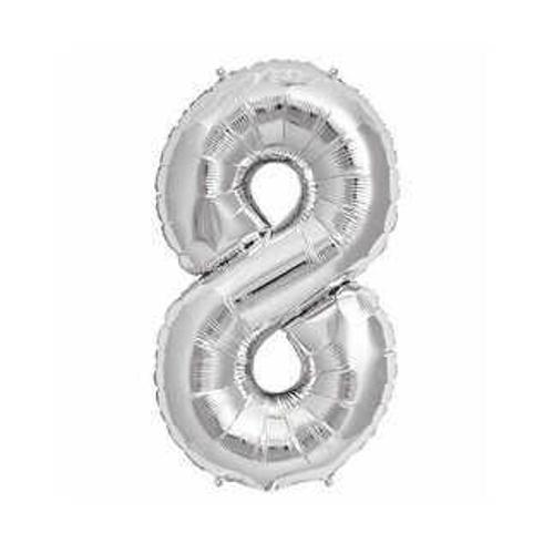 FOLYO BALON RAKAM 8 GÜMÜŞ 16 INC(40CM) 1 ADET