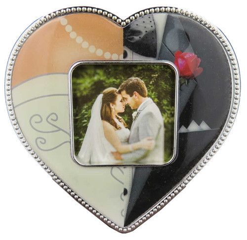 ÇERÇEVE GELİN DAMAT KALPLİ MAGNET 1 ADET