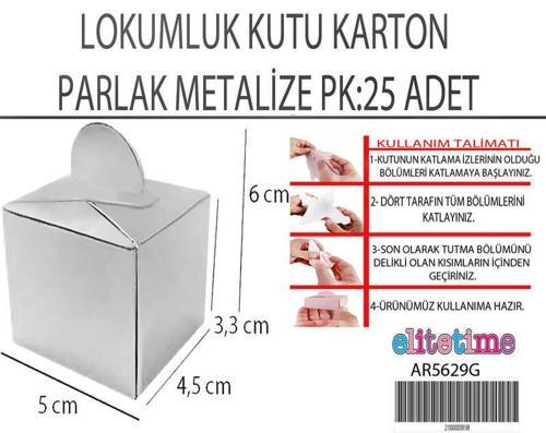 LOKUMLUK KARTON KUTU METALİZE PARLAK GÜMÜŞ 25 ADET