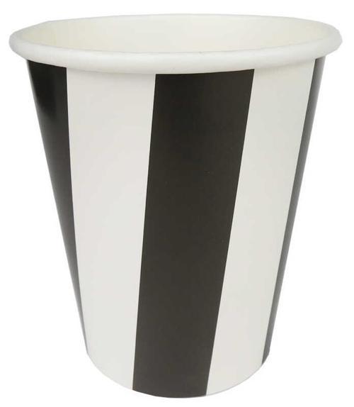 BARDAK KARTON ÇİZGİLİ SİYAH BEYAZ 8 OZ 8 ADET