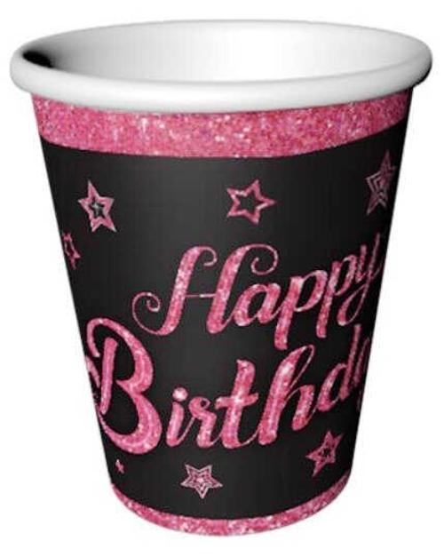 BARDAK PINK STARS HAPPY BIRTHDAY 220/240 CC 8 ADET