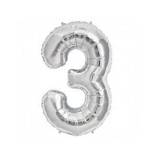 FOLYO BALON RAKAM 3 GÜMÜŞ 16 INC(40CM) 1 ADET