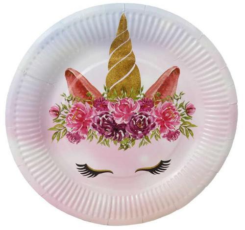 TABAK KARTON UNICORN ÇİÇEKLİ 23 CM 8 ADET
