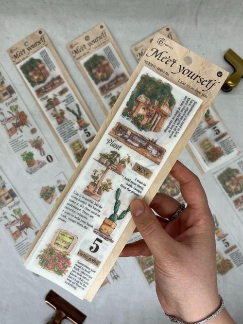 Meet Yourself Çiçek Temalı Mottolu 6 Yaprak Kâğıt Sticker/Çıkartma /Su Geçirmez/Scrapbook