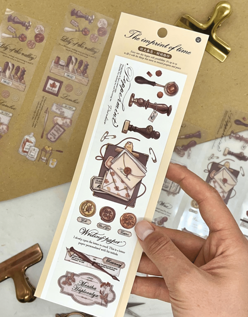 The İmprint Of Time Retro Mühür Ve Damga Temalı 6 Yaprak Şeffaf Pet Sticker/ Çıkartma / Bullet Journal / Su Geçirmez