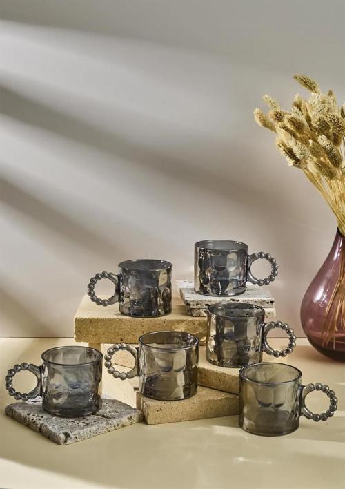 Ringo Stone 6lı Fincan Seti - Türk Kahvesi, Espresso Fincan Takımı - Füme, 100 ML