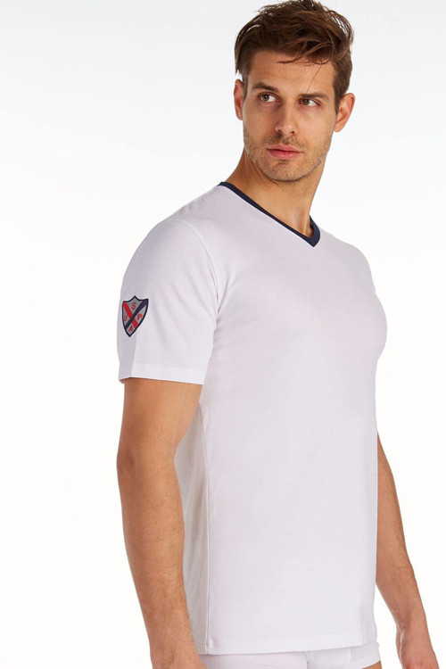 Erkek Beyaz V Yaka T-Shirt Us.01.80151