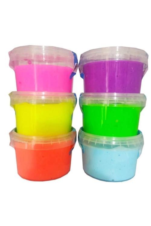 Slime Oyun Jeli Yuvarlak Kutu Slime Eğitici Oyun Seti 6'lı Set 170 Gr