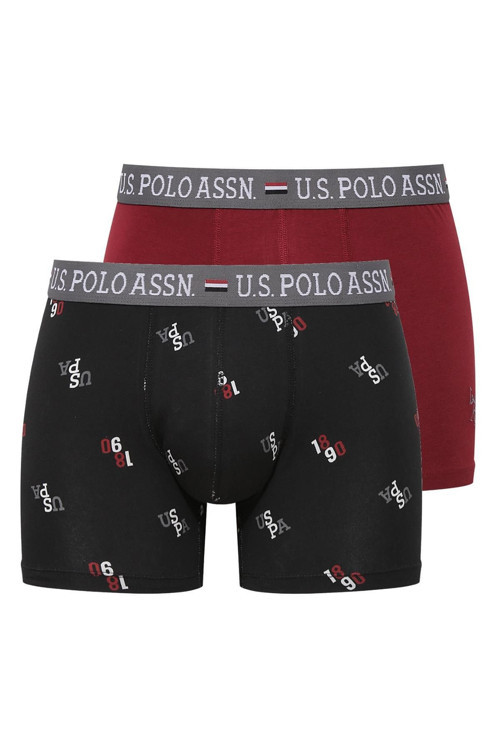 - Erkek Modal Bordo - Siyah Baskılı 2 Li Boxer 80487
