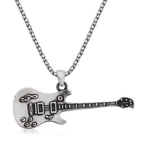 Gümüş Elektro Gitar Erkek Kolye