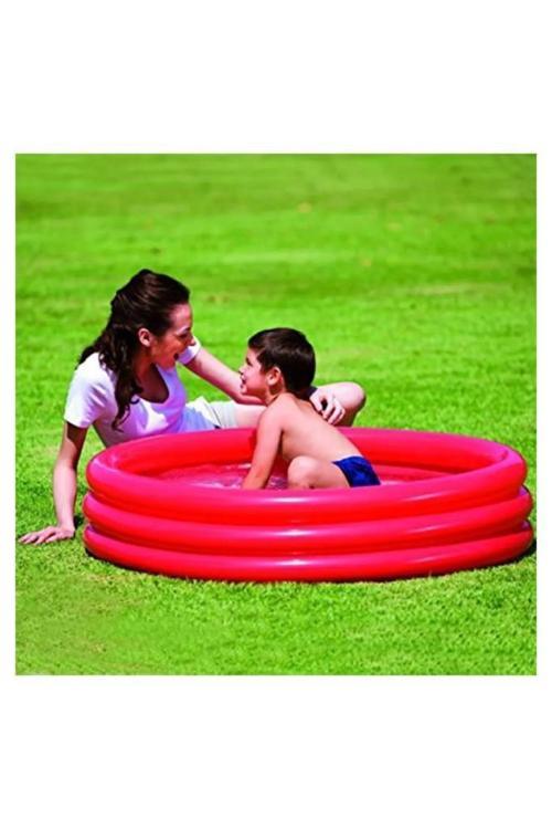 122x25 cm Çocuk Şişme Havuzu Üç Halkalı Yuvarlak Şişme Bebek Havuz 140 Litre