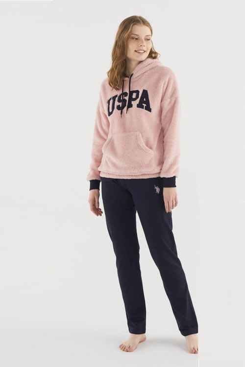 U.S Polo Assn. 16808 Kadın Uzun Kollu Eşofman Takımı-Pembe