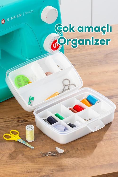 1192 Premium 12 Bölmeli Çok Amaçlı Organizer Saklama Kabı Beyaz