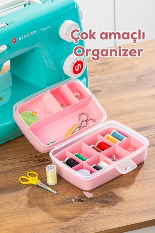 1192-2 Premium 12 Bölmeli Çok Amaçlı Organizer Saklama Kabı Pembe