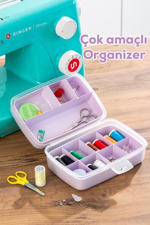 1192-3 Premium 12 Bölmeli Çok Amaçlı Organizer Saklama Kabı Lila