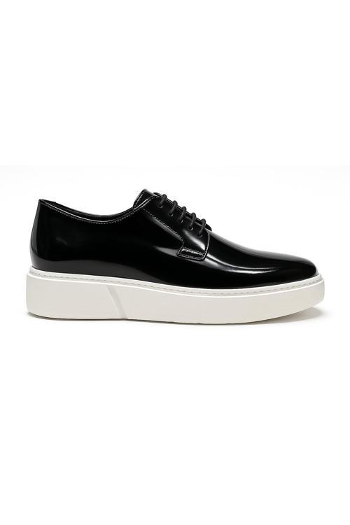  Erkek Siyah Açma Deri Sneaker Ayakkabı
