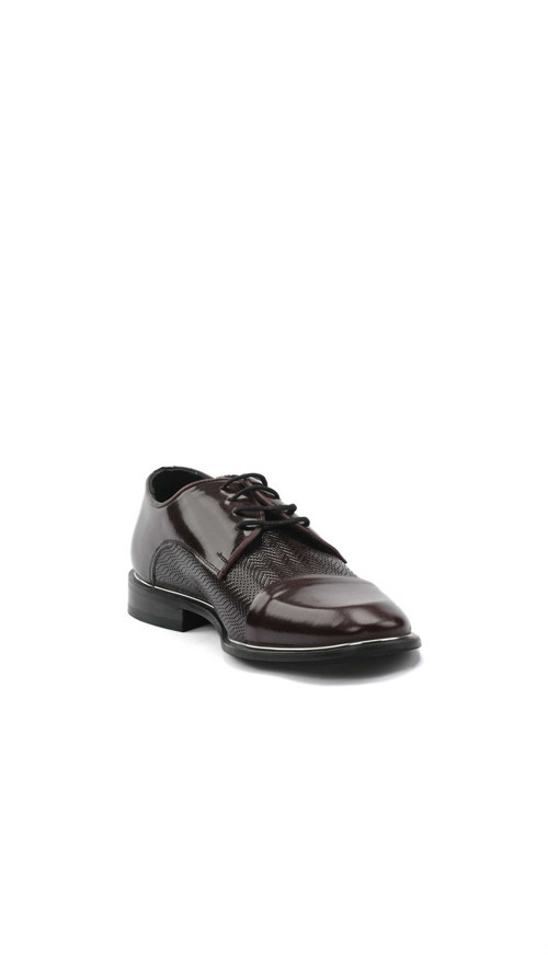 Erkek Bordo Morven Neolit İğne Baskı Classic Rugan Ayakkabı