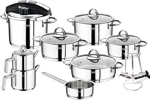 Silindir Silver Gümüş 18 Parça Çelik Çeyiz Tencere Takımı 6012S