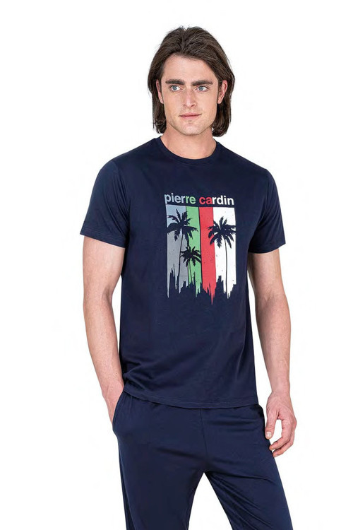 6041 Erkek Lacivert Kısa Kollu Pijama Takımı
