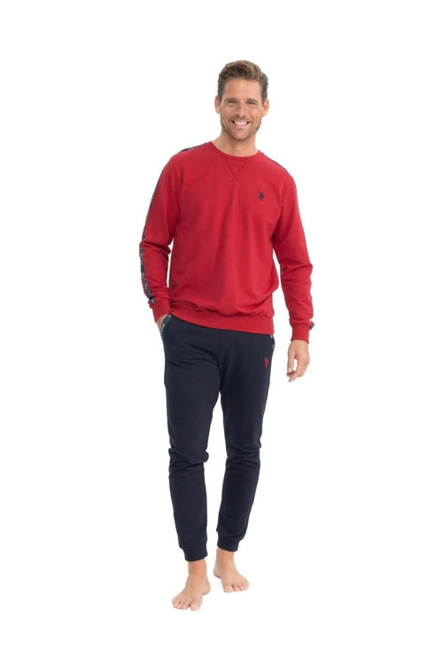 18814 Erkek Uzun Kollu Yuvarlak Yaka Paçası Lastikli Rahat Pijama Takım