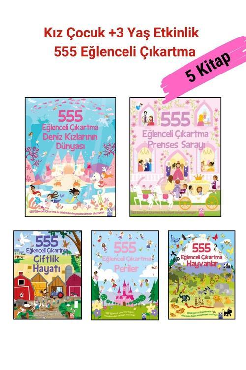 Altın Kitaplar 555 Eğlenceli Çıkartma Dizisi 5 Kitap Set, +3 Yaş Kız Çocuk Etkinlik Kitap Seti