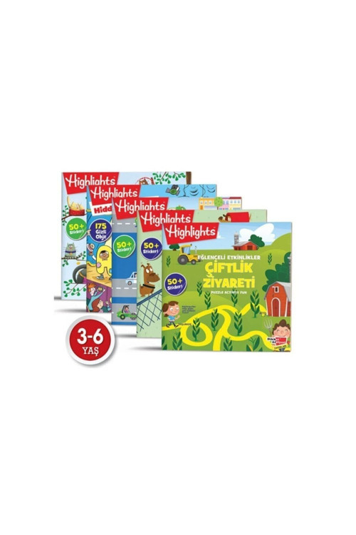 Dikkat Atölyesi Yayınları Highlights Sticker Eğlenceli Etkinliklerle Hikayeli Bulmaca 5'Li Set (3-6 Yaş)