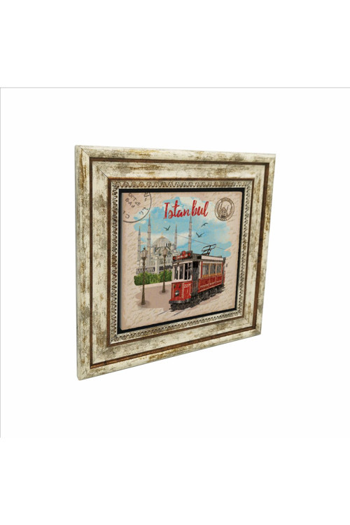 Nostaljik Tramvay Baskılı Doğaltaş Tablo (25x25 Krt-44)