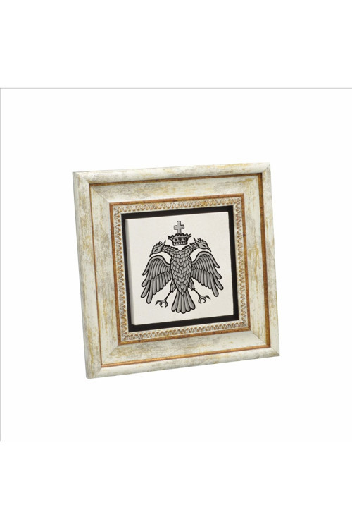 Bizans Kartal Logosu Baskılı Doğaltaş Tablo 20Cmx20Cm Krg-069