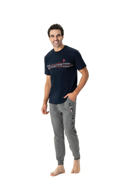 - Erkek Lacivert Yuvarlak Yaka Pijama Takımı