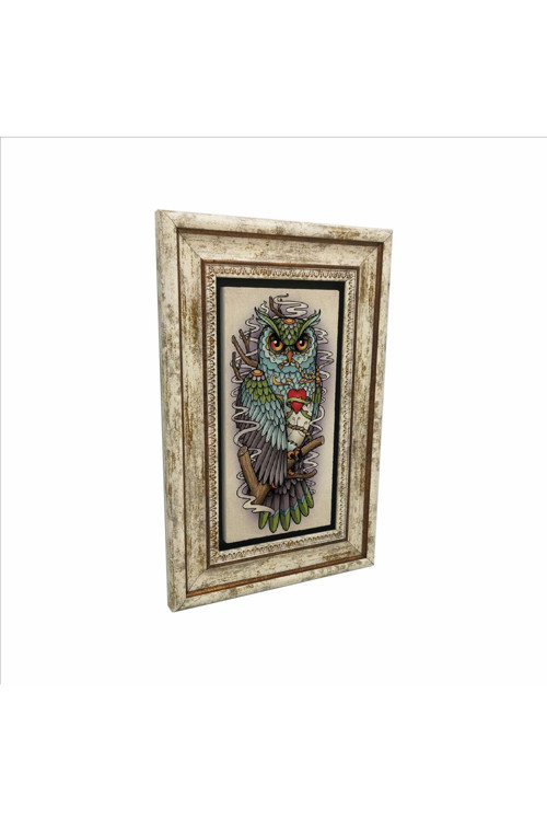 Baykuş Baskılı Doğaltaş Tablo 20X30 Drg-102