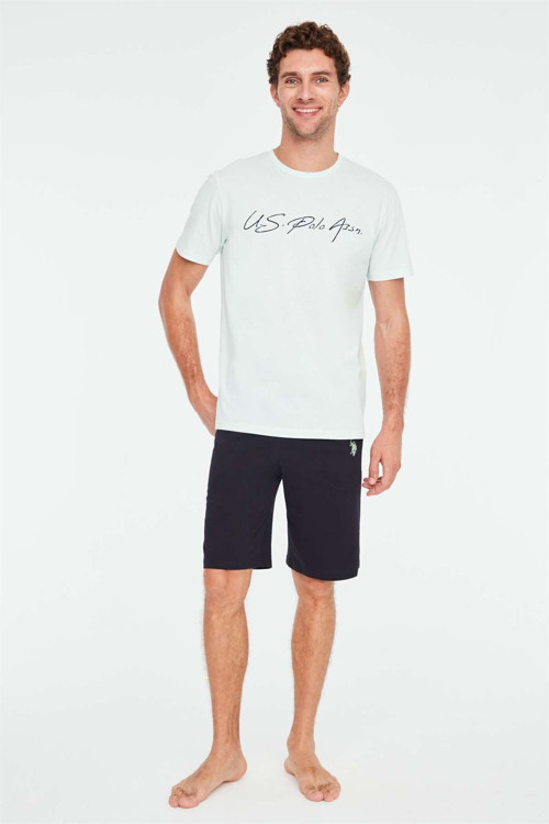 Erkek Pamuklu Mint T-Shirt Şort Takımı