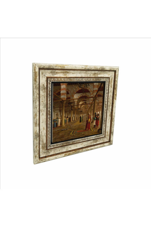 Camide Namaz Kılanlar Baskılı Doğaltaş Tablo (25x25 Krt-133)