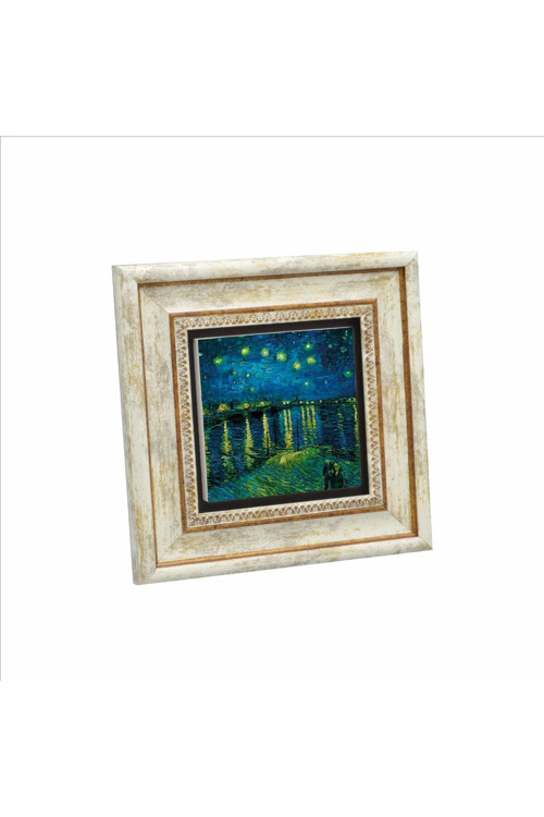 Ren Nehrinde Yıldızlı Bir Gece Vincent Van Gogh 1888 Baskılı Doğaltaş Tablo 20Cmx20Cm Krg-136