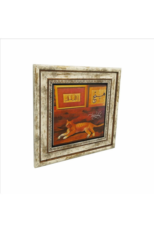 İstanbul Kedisi Baskılı Doğaltaş Tablo 25X25 Krt-65