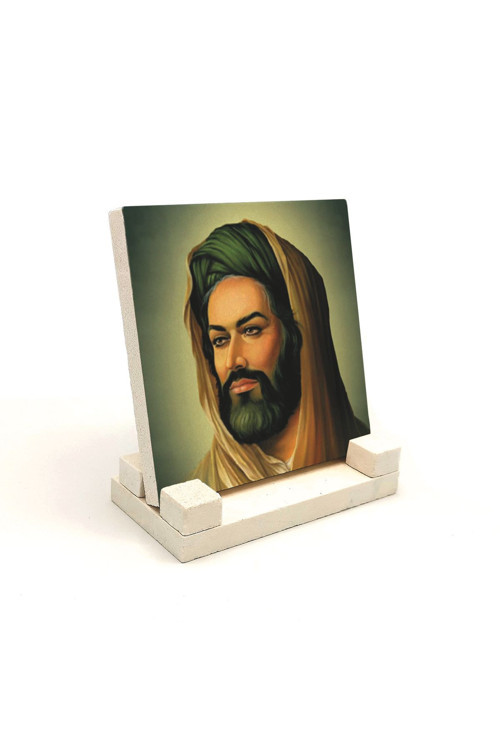 Hz. Hüseyin Tasviri Baskılı Doğaltaş Masaüstlük (10X10 Krg-82)